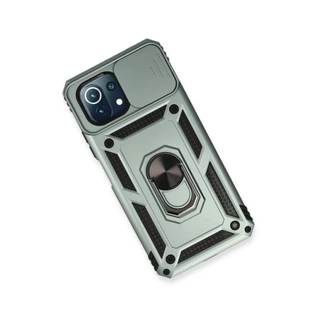 Mİ 11 Lite Kılıf Pars Lens Yüzüklü Silikon - Yeşil