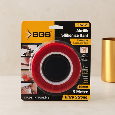 Akrilik Silikonize Çift Taraflı Bant 15 mm x 5 yd