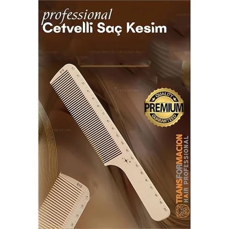 Cetvelli Saç Kesim Tarağı - Berber Kuaför Saç Kesim Tarağı Profesyonel 721785