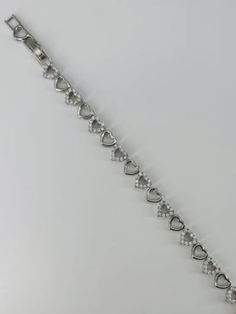 Rodyum Zirkon Taşlı Pirinç Bileklikler 17+2 Cm  - Kbl0369