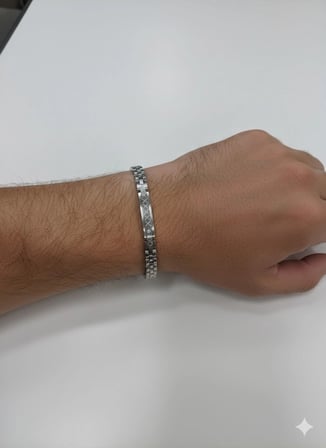 Rodyum Çelik  Erkek Çelik Bileklik Boy 21.5 Cm / En 0.6 Mm  - Ebl0042
