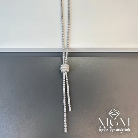 Rodyum 2 Mm Zirkon Taşlı Pirinç Kolyeler 48+5 Cm Uzatma Payı - Kl0087