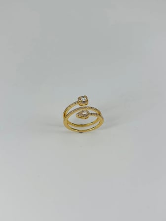 Ayarlanabilir Zirkon Taşlı Pirinç Bijuteri Yüzük - Yz0140-1