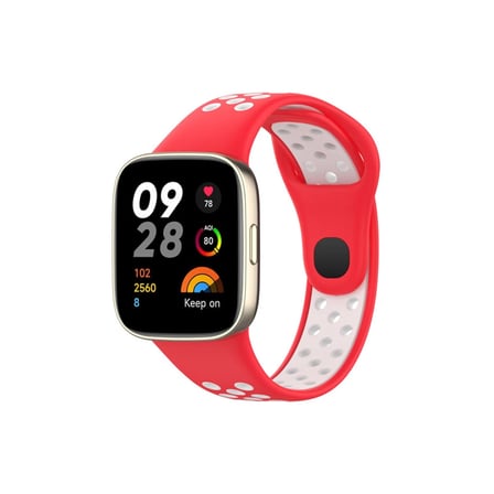 Xiaomi Redmi Watch 3 Spor Delikli Kordon - Kırmızı-Beyaz