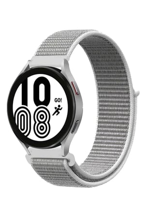 Samsung Galaxy Watch 4 Hasırlı Cırtcırtlı Kordon - Beyaz