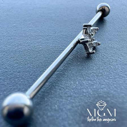 Rodyum Zirkon Taşlı Çelik Köprü - Pr000169