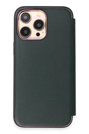 Apple iPhone 14 Pro Kılıf Dolpin Kapaklı - Koyu Yeşil