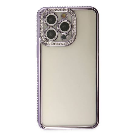 iPhone 14 Pro Kılıf Joke Taşlı Silikon - Mor
