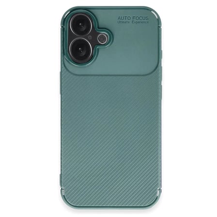Apple iPhone 16 Plus Kılıf Auto Focus Karbon Kapak - Koyu Yeşil