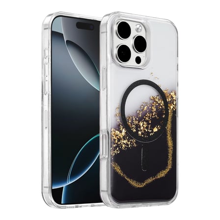 Onegif Apple İphone 16 Pro Max Lotus Simli Magsafe Kapak - Siyah