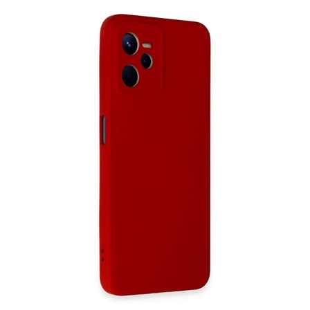 Realme C35 Kılıf Nano içi Kadife Silikon - Kırmızı