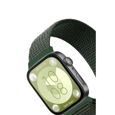 Akıllı Saat Huawei Fit 4 Uyumlu Hasırlı Cırtcırtlı Kordon Koyu Yeşil