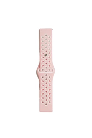 Watch 22mm Spor Delikli Kordon - Pembe-Beyaz
