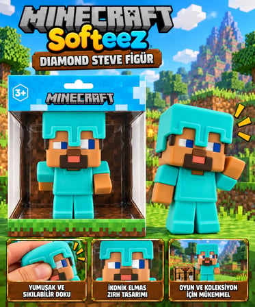 Minecraft Softeez Diamond Steve Figür
