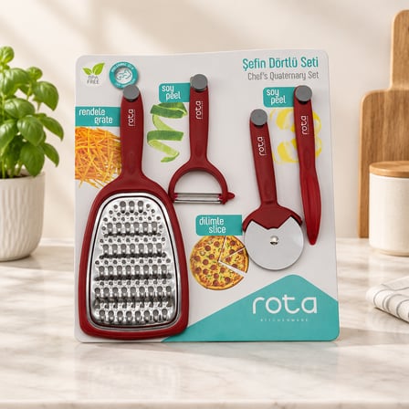 Çift Taraflı Rende, Pizza Ruleti ve Soyacaklar Mutfak Takımı
