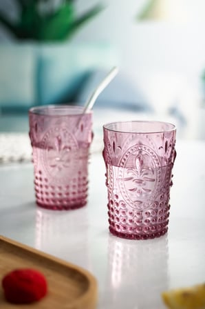 Sürahi, Karaf Akrilik Mürdüm Sürahi 2,3 lt Ve 6'lı & Su Meşrubat Kahve Yanı Bardağı 400 ml Seti (