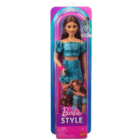 JJN63 Barbie Fashionistas - Turkuaz Renkli Leopar Desenli Elbise