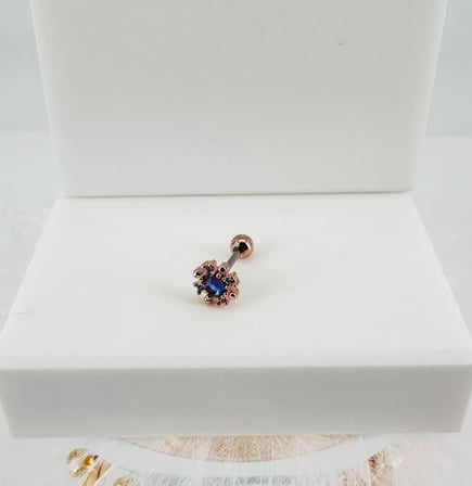 Rose Zirkon Taşlı Uç Kısmı : Pirinç Kıkırdak Bar Uzunluğu : 6 Mm / Bar Kalınlığı 0.8 Mm / Top Boyu 3 Mm - Pt0038-2