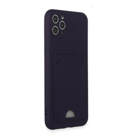 Apple iPhone 11 Pro Max Kılıf Kelvin Kartvizitli Silikon - Derin Mor