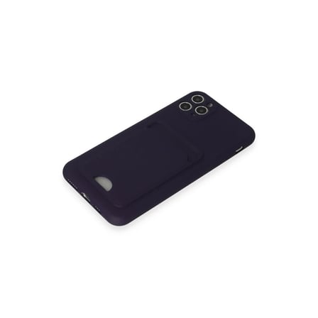 Apple iPhone 11 Pro Max Kılıf Kelvin Kartvizitli Silikon - Derin Mor