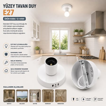 E27 Metal Askı Aparat Tavan Duy E1318/2