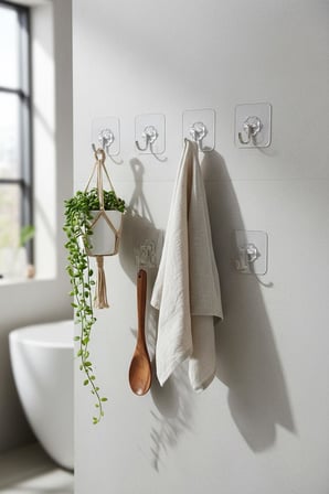 6'lı Şeffaf Yapışkanlı Askı Seti & Çok Amaçlı Banyo Ve Mutfak Duvar Düzenleyici