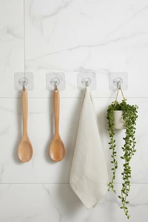 6'lı Şeffaf Yapışkanlı Askı Seti & Çok Amaçlı Banyo Ve Mutfak Duvar Düzenleyici