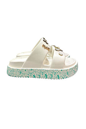 Akınalbella Aksesuarlı Günlük Çift Bantlı Kadın Terlik 