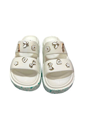 Akınalbella Aksesuarlı Günlük Çift Bantlı Kadın Terlik 