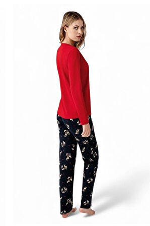 Arnetta %100 Pamuk Geyik Desen Kadın Pijama Takım