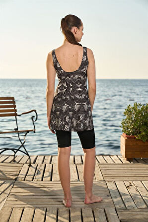 Estiva Dijital Baskı Taytlı Askılı Elbise Mayo 