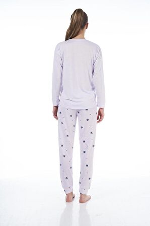 Estiva Desenli Uzun Kol Viskon Bayan Pijama Takım