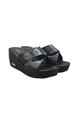 Pierre Cardin Üstü Çapraz Dolgu Topuk Günlük Kadın Terlik