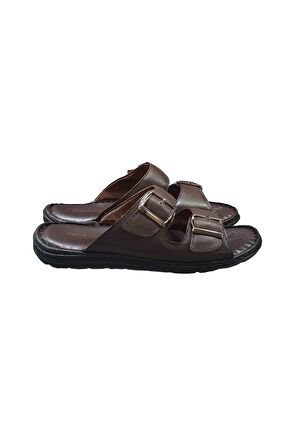 Pierre Cardin Çift Bantlı Tokalı Hakiki Deri Erkek Terlik