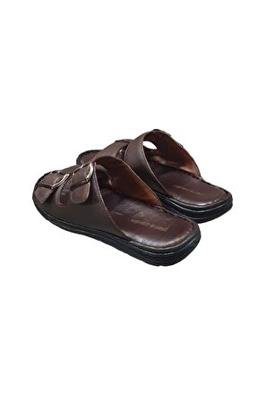 Pierre Cardin Çift Bantlı Tokalı Hakiki Deri Erkek Terlik