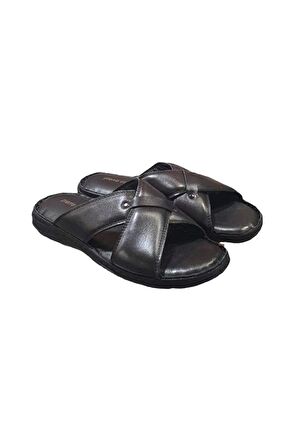 Pierre Cardin Üstü Çapraz Puflu Taban Hakiki Deri Erkek Terlik