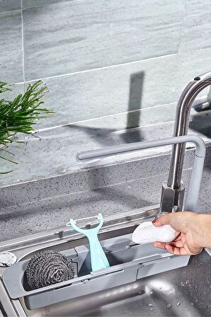 Teleskopik Lavabo Organizatörü, Ayarlanabilir Mutfak ve Banyo Lavabo Organizatörü 23x40cm