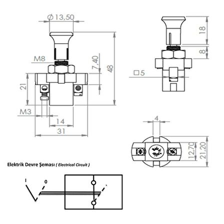 Tekli Çekme Anahtarı Kısa Paso - Metal Somun