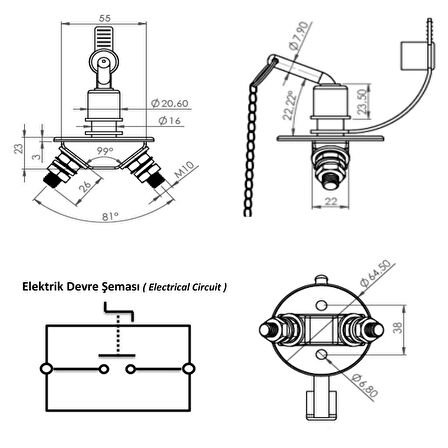 Mini Metal Akü Devre Kesici Şalter IP63 - 12V 24V 150A