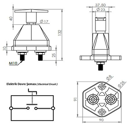 Büyük Tip Metal Akü Devre Kesici Şalter - 12V 24V 48V 400A