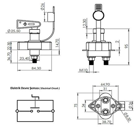 Akü Devre Kesici Şalter - 12V 24V 200A