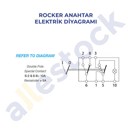 OTOKAR Sultan Dörtlü Sinyal Flaşör Anahtar Düğme Rocker Switch 6 Pin - Ampullü 24V