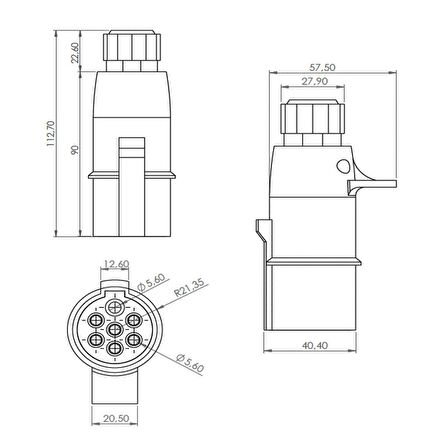 Römork Fişi - S Tip (Vidalı) - 7 Pin