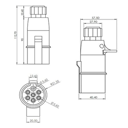 Römork Fişi - N Tip (Vidalı) - 7 Pin