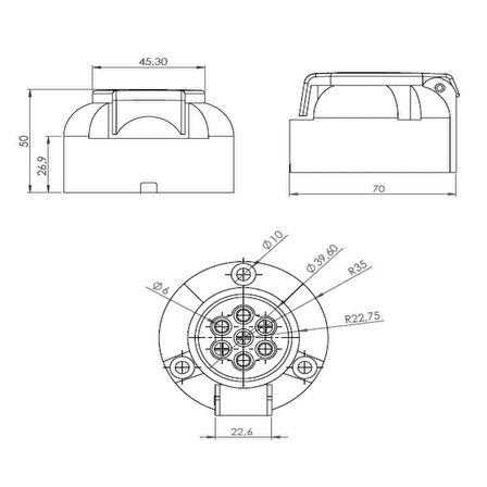 Römork Soketi - Metal - 7 Pin