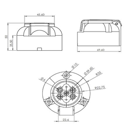 Römork Soketi - Metal - 5 Pin