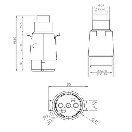 Römork Fişi - Metal - 5 Pin