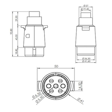 Römork Fişi ve Soketi (Metal) Set Ürün - 7 Pin