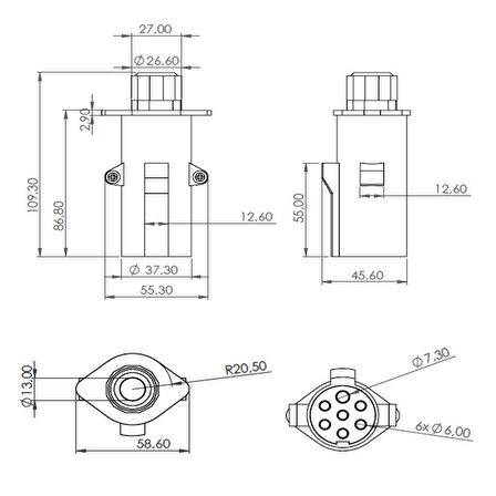 Römork Fişi ve Soketi Metal (S Tip) Set Ürün - 7 Pin