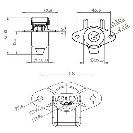 Römork Soketi Terminalli - 3 Pin